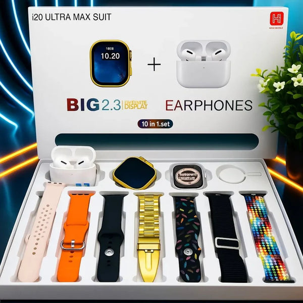 i20 Ultra Smart Wacth With Premium Earbuds 10 in 1 Deal